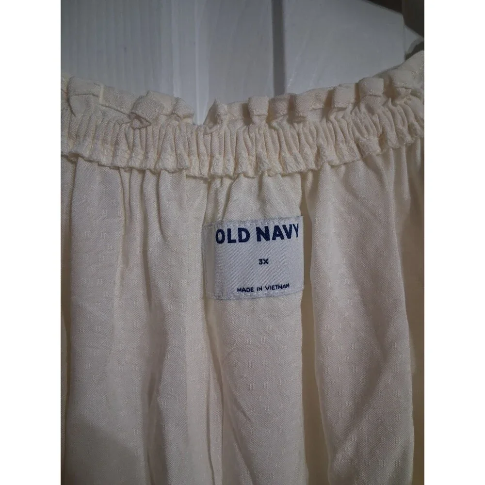 NWT Women's Old Navy Long Sleeve Ruffled Split Neck Top Blouse Size 3X Cream N6 - Picture 6 of 12